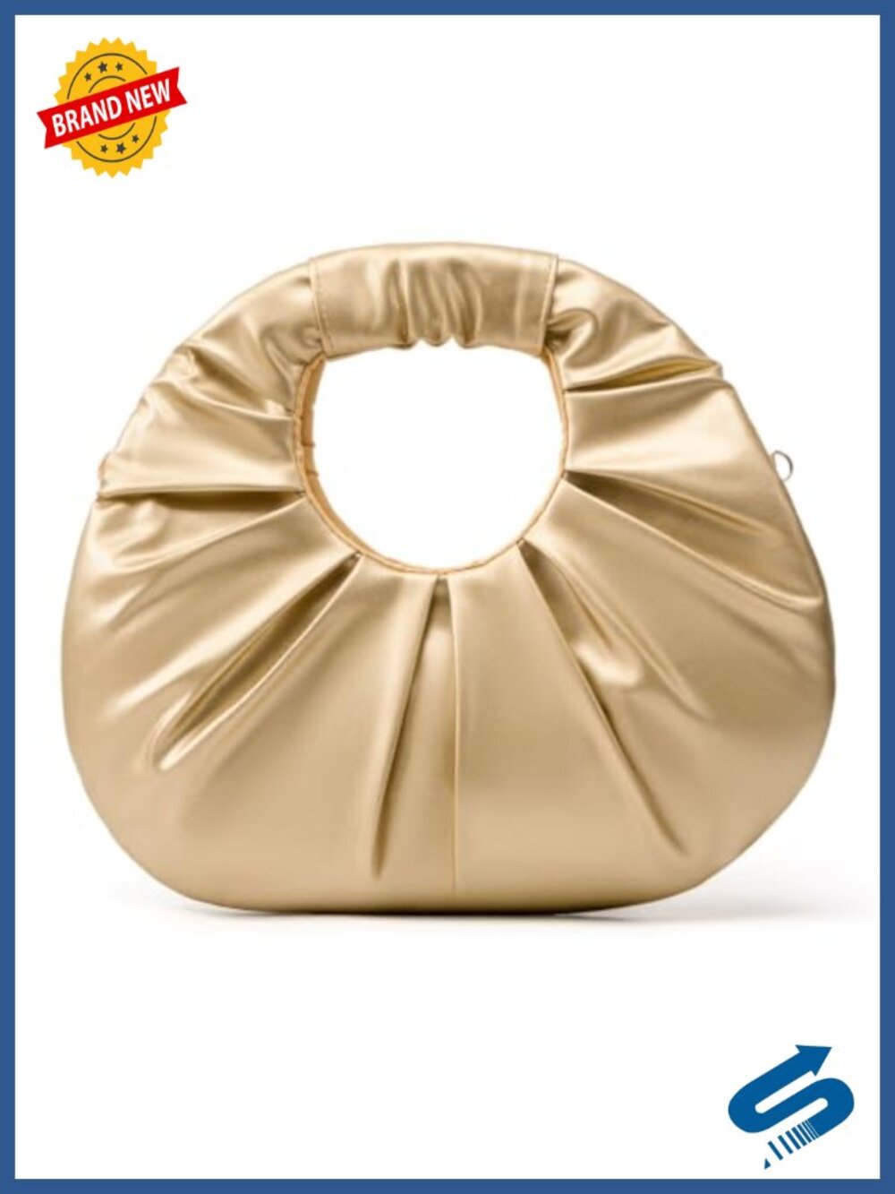 Pleated PU Leather Evening Clutch Wristlet Handbag for Party Prom Wedding